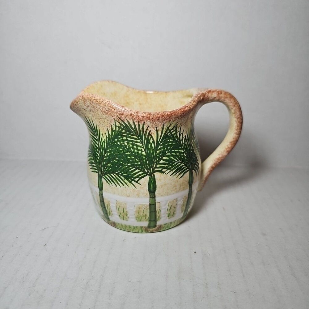 Hand-painted Ceramic Creamer Palm Trees Tropical Islands